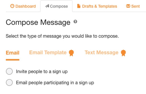 Compose message in signupgenius