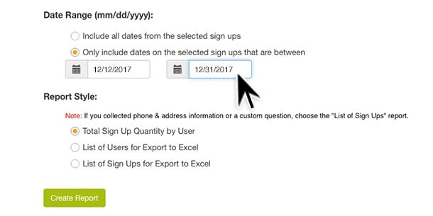 create report for data upload